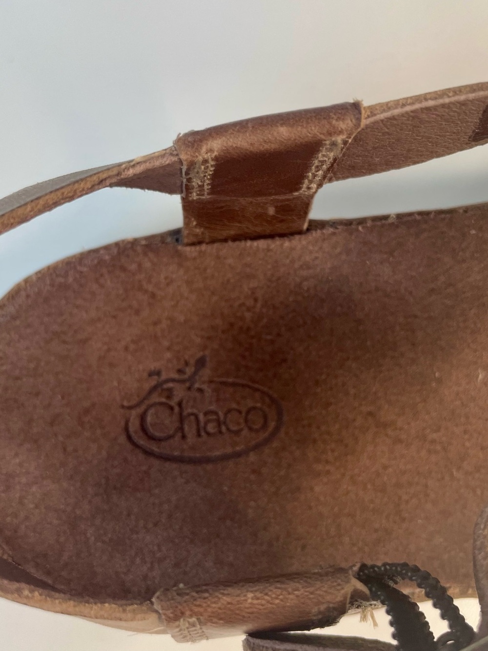 Chaco Wayfarer Otter Brown Leather Crossover Strap Sandals Women’s 7 Outdoors - Picture 9 of 16